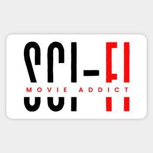 Sci-fi movie addict black & red typography design Magnet